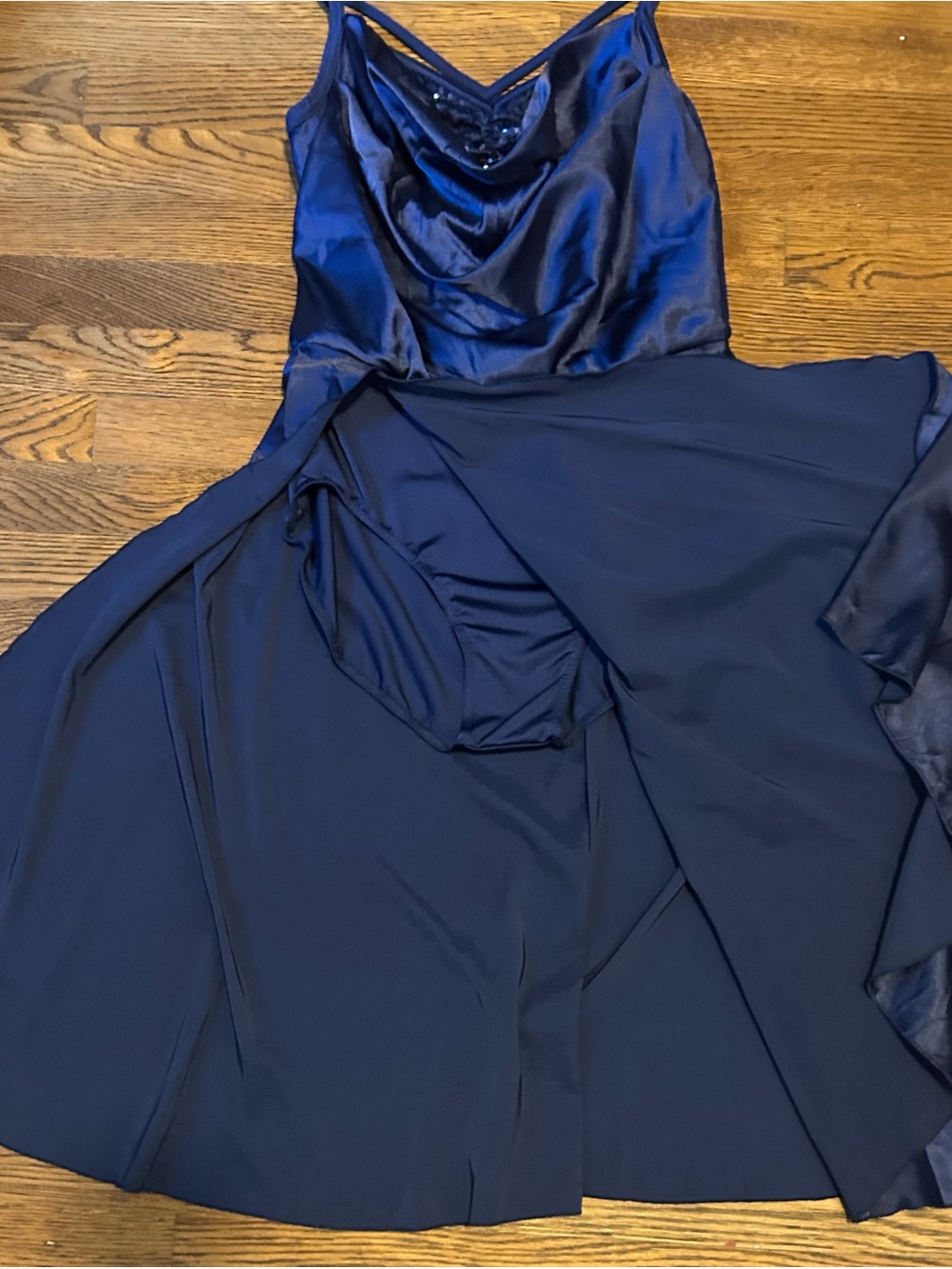 Weissman Navy Satin Cowl Neck Midi Dress 0142 - Picture 5 of 13
